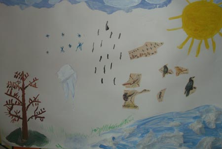 Коллективная  работа  детей  старшей  группы  на  тему: «Весна  и  весенние  признаки» 