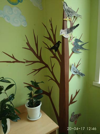 размещение перелётных птиц на стенде «Дерево»