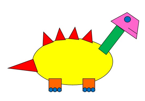 динозавр из геометрических фигур